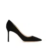 Jimmy Choo Romy 85 Spitze Pumps Aus Schwarzem Leder Mit Eidechsen-print