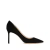 Jimmy Choo Romy 85 Spitze Pumps Aus Schwarzem Leder Mit Eidechsen-print