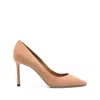 Jimmy Choo Pointed Toe Slip-on Pumps With High Stiletto Heel In Brown