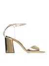 Jimmy Choo Saeda 85 Embellished Metallic Leather Sandals In Grey