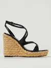 Jimmy Choo Ayla 85 Nappa Leather And Raffia Wedge Sandals