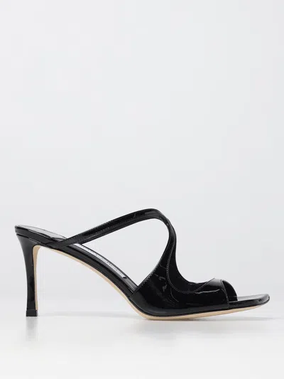 Jimmy Choo Anise 95 Patent Leather Mules In Schwarz