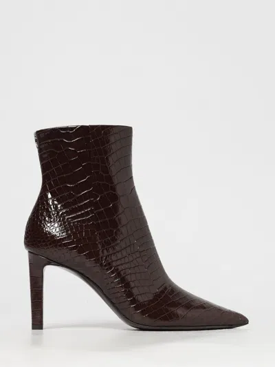 Jimmy Choo Croc-embossed Leather Ankle Boots With Pointed Toe In Brown