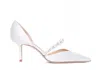 Jimmy Choo High Heel Pumps Pearl Embellishments In White