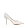 Jimmy Choo Love 100 Glittered Tulle And Canvas Pumps In White