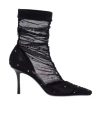 Jimmy Choo Lotta Ab 85 Crystal-embellished Tulle And Satin Sock Boots In Black