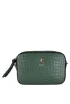 Jimmy Choo Rectangular Green Crocodile Shoulder Bag With Chain In Orange