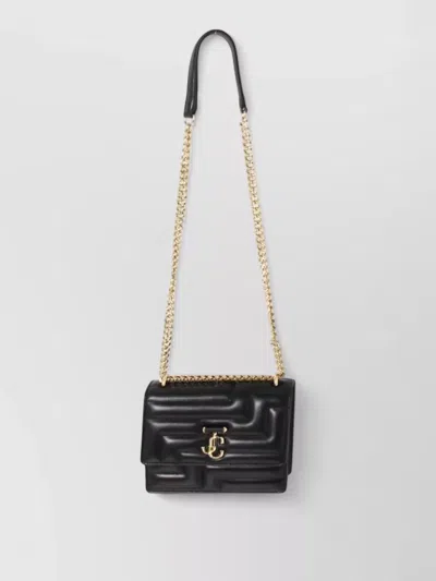 Jimmy Choo Shoulder Bag Quilted Design Chain Strap In Black
