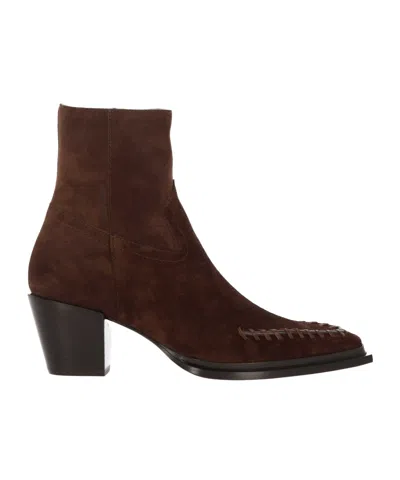 Jimmy Choo Side Zipper Boots In Brown