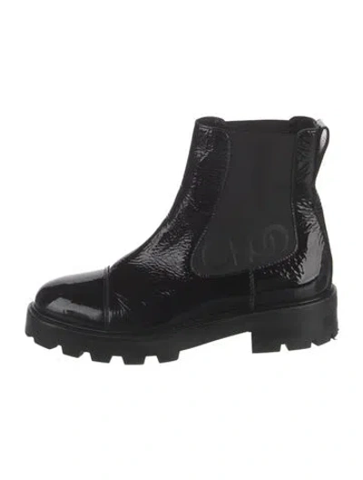 Pre-owned Jimmy Choo Signature Logo Leather Chelsea Boots In Black