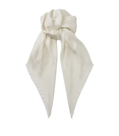 Jimmy Choo Silk-blend Monogram Scarf In Ivory