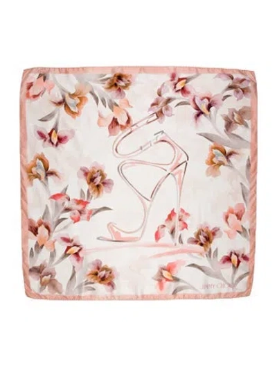 Pre-owned Jimmy Choo Silk Floral Print Scarf In Pink