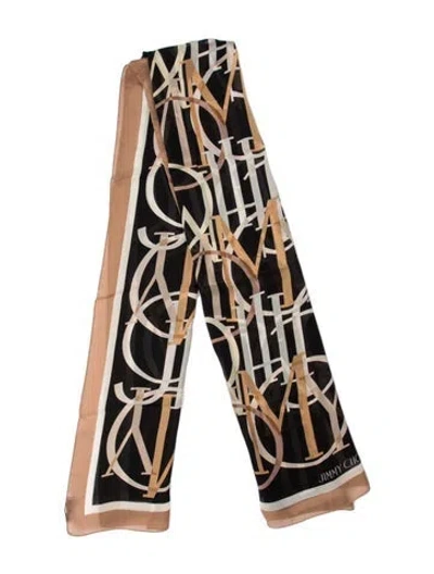 Pre-owned Jimmy Choo Silk Printed Scarf In Black