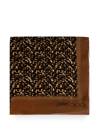 Jimmy Choo Silk Scarf With Animal Motif In Transparent