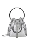 Jimmy Choo Bon Bon Metallic Handbag With Metal Bracelet Handle And Chain-link Shoulder Strap In Leather Woman In Silver