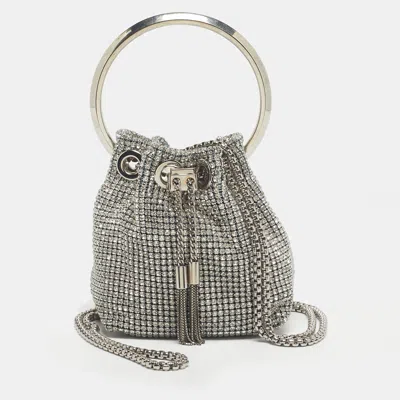 Pre-owned Jimmy Choo Silver Crystals Bonbon Chain Clutch
