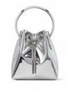 Jimmy Choo Structured Metallic Bucket Bag With Circular Handles In Silver