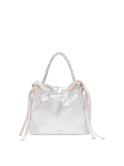 Jimmy Choo Silver Drawstring Tote Bag