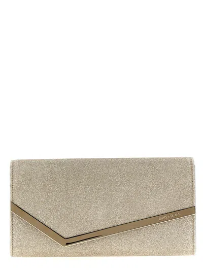 Jimmy Choo Glitter Emmie Clutch Bag In Silver