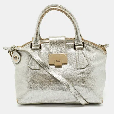 Pre-owned Jimmy Choo Silver Foil Leather Rosa Satchel