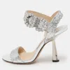 Jimmy Choo Silver Glitter Ankle Strap Sandals In Silver