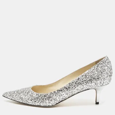 Pre-owned Jimmy Choo Silver Glitter Aza Pumps Size 40