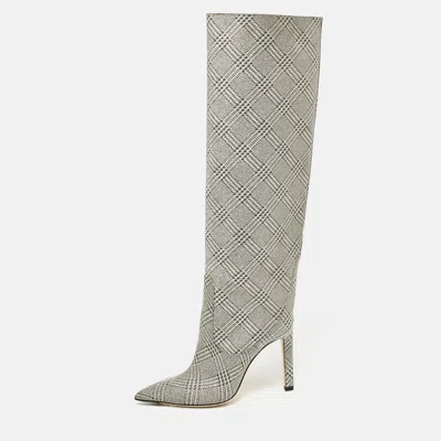 Pre-owned Jimmy Choo Silver Glitter Knee Length Boots Size 36