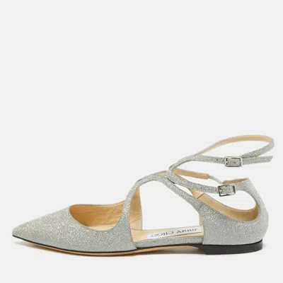 Pre-owned Jimmy Choo Silver Glitter Lancer Flats Size 36