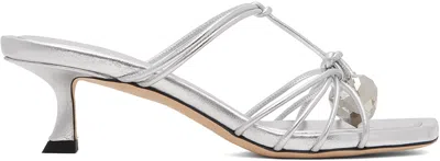 JIMMY CHOO SILVER JEMMA 50 MULES