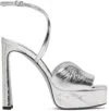 Jimmy Choo Karli 125 Metallic Leather Platform Sandals In Silver