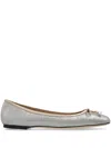 Jimmy Choo Silver Leather Ballet Flats In Silver