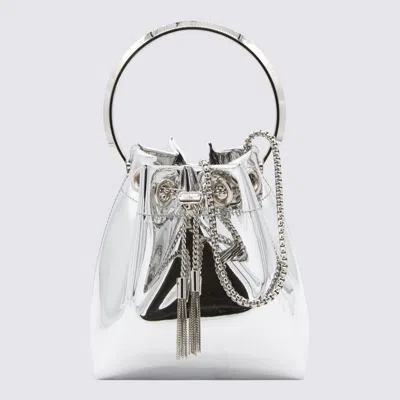 Jimmy Choo Silver Leather Bon Bon Top Handle Bag