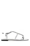 Jimmy Choo Gwyn Metallic Leather Flat Sandals In Multi