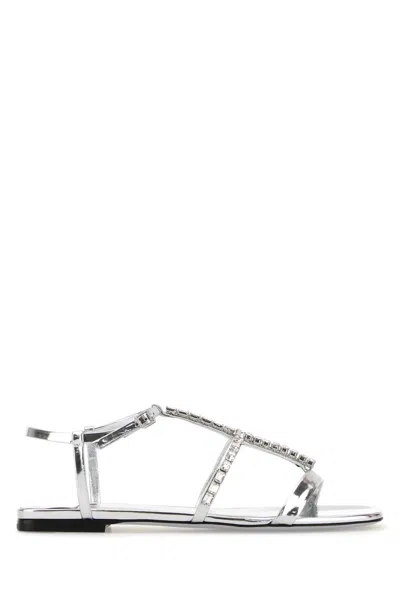 Jimmy Choo Women's Silver Leather Gwyn Sandals
