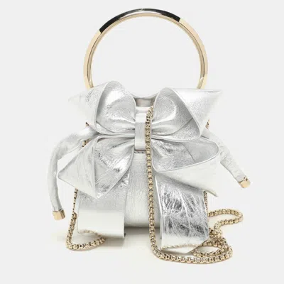 Pre-owned Jimmy Choo Silver Leather Micro Bon Bon Crossbody Bag In Gold