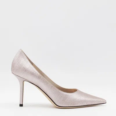 Jimmy Choo Silver Leather Pumps In Pink