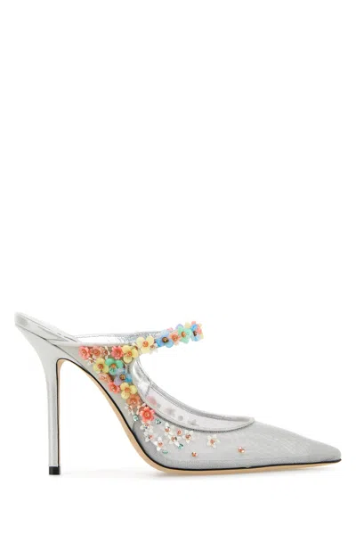 Jimmy Choo Silver Mesh Daisy Mules