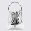 Jimmy Choo Bon Bon Ring Handle Metallic Bucket Bag In Silver