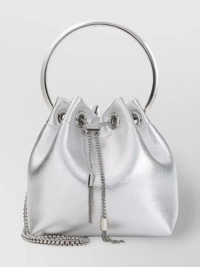 Jimmy Choo Silver Nappa Leather Bucket Bag