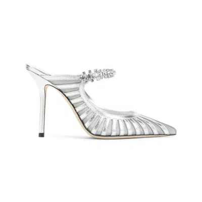 JIMMY CHOO SILVER POINTED TOE HEELS
