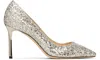 Jimmy Choo Silver Romy 85 Heels In Champagne