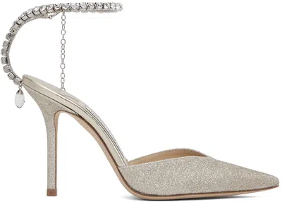 Jimmy Choo Saeda 100 Crystal Embellished Pumps In Platinum Ice/crystal