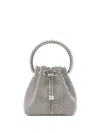 Jimmy Choo Silver Satin Bag With Crystal Mesh And Handle In Argento
