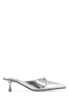 Jimmy Choo 50mm Scarlett Lace-up Pointed-toe Mules In Silver