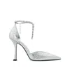 Jimmy Choo Stwvie Pointed-toe Pumps In Silver