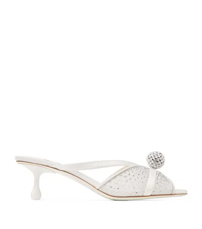 Jimmy Choo Siva 50 Embellished Heeled Mules In Ivory