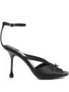 Jimmy Choo Satin Sandals With Pearl Embellishment And Strappy Design In Black