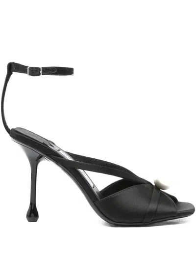 Jimmy Choo Siva 95 Satin Sandals In Black