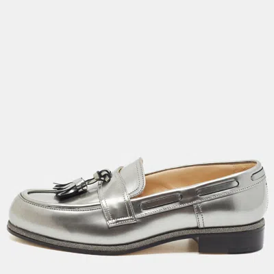 Pre-owned Jimmy Choo Size 35.5 Silver Patent Leather Tassel Loafers