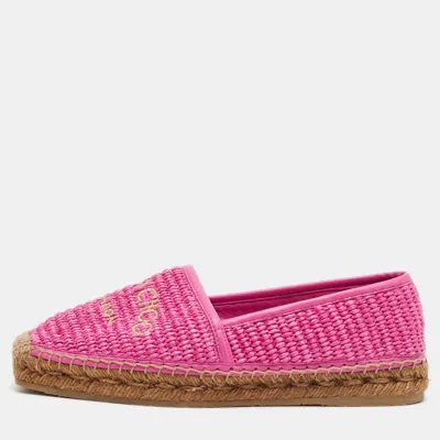 Pre-owned Jimmy Choo Size 36 Pink Leather And Raffia Espadrille Flats